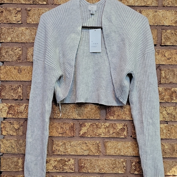 a new day Light Gray Ribbed Women's Shrug size Large - Picture 1 of 8